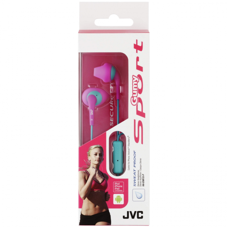 JVC Hovedtelefon In-Ear ENR15 Gumy Sport Rosa Mic