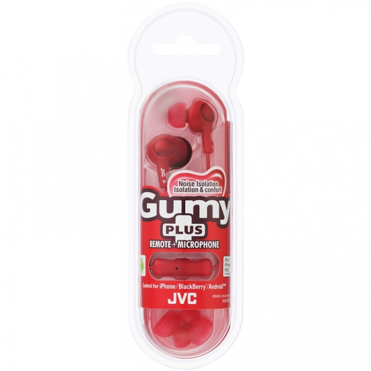 JVC Hovedtelefon In-Ear FR6 Gumy Plus Rød Mic