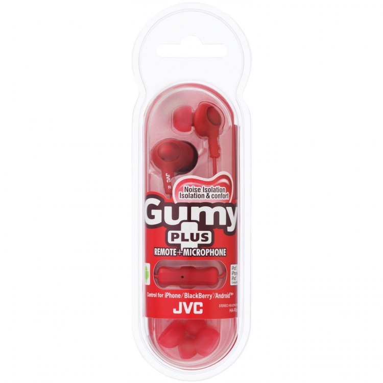 JVC Hovedtelefon In-Ear FR6 Gumy Plus Rød Mic
