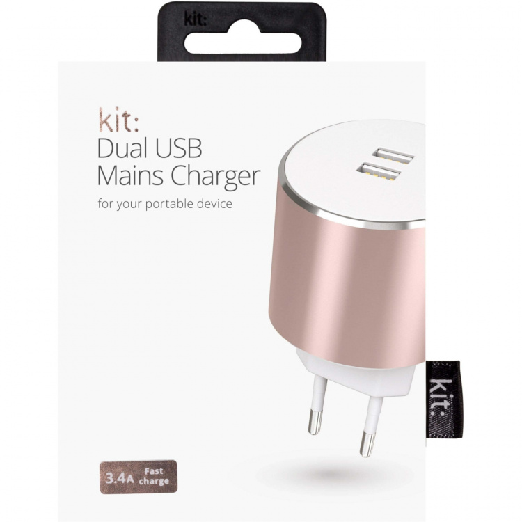 KIT PLATINUM Lader 220V 2xUSB 3.4A Rosegold