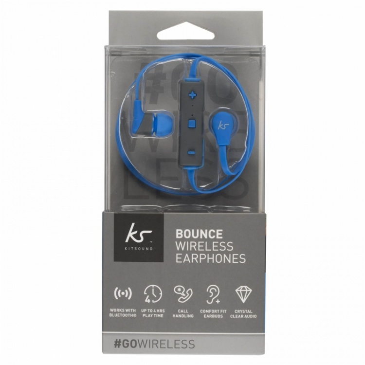 KITSOUND Hovedtelefon In-Ear Bouce Trådløs Blå Mic
