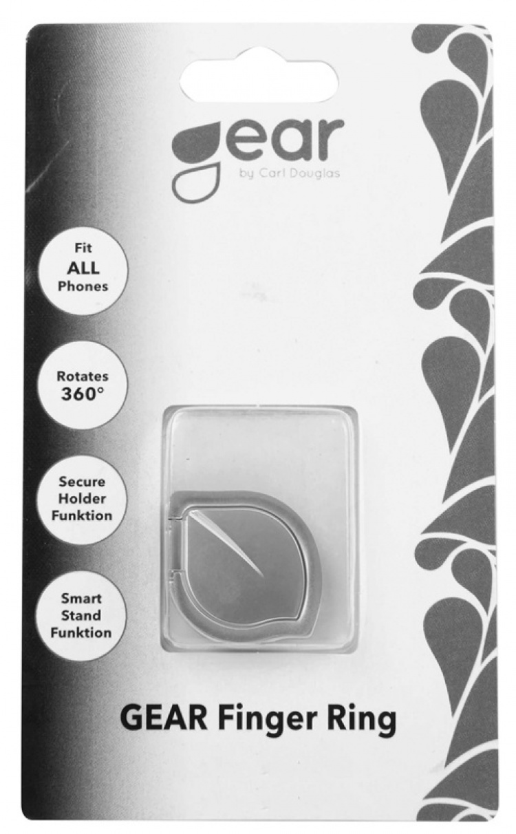 Gear Fingerring Mobil Blad Roterende med Standerfunktion Mat Sølv