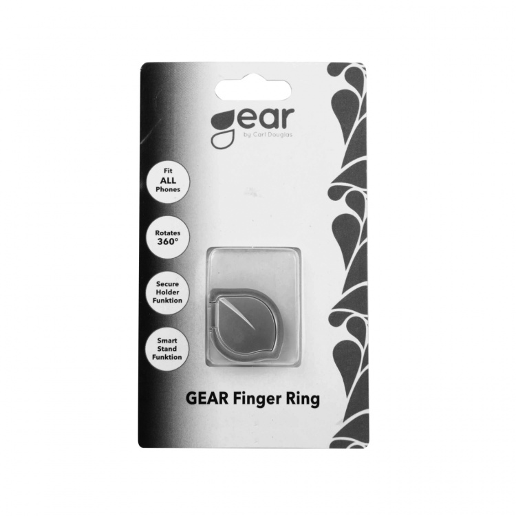 Gear Fingerring Mobil Blad Roterende med Standerfunktion Mat Sølv