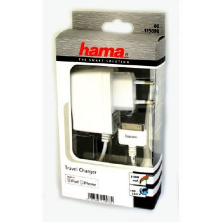 Hama Lader 220V iPhone 3G/3G S/4/4S og iPod Hvid MFI