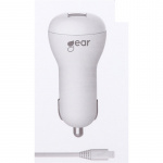 Gear Lader 12/24V 1xUSB 1A + MicroUSB Rund Kabel 1.0m Hvid