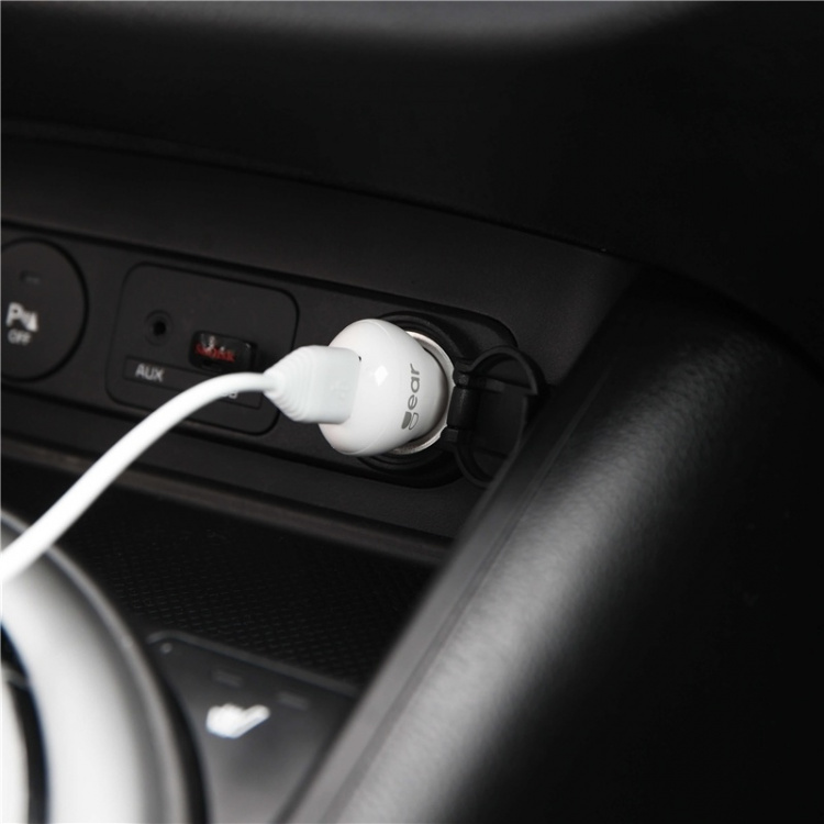 Gear Lader 12/24V 1xUSB 1A + MicroUSB Rund Kabel 1.0m Hvid