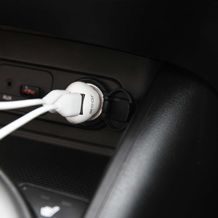 Gear Lader 12/24V 2xUSB 2,4A + MicroUSB Rund Kabel 1.0m Hvid