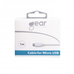 Gear Rundt ladekabel MicroUSB til USB-A 1m Hvid