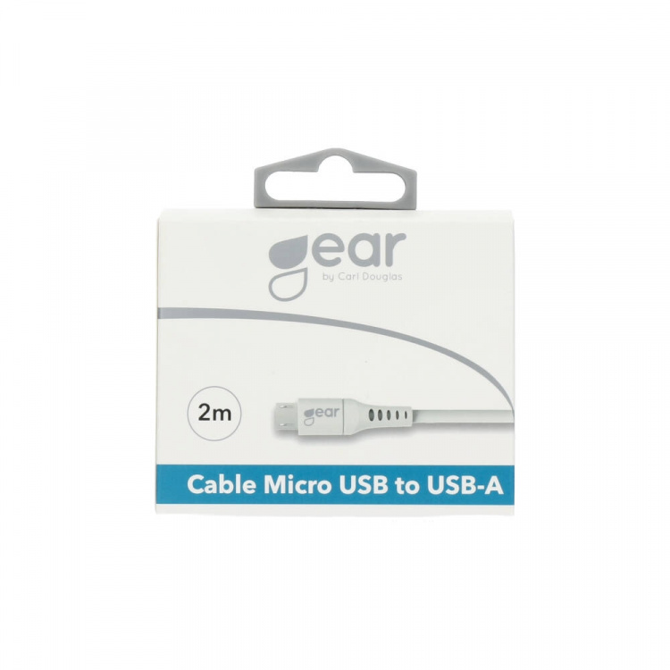 Gear Rundt ladekabel MicroUSB til USB-A 2m Hvid