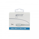 Gear Rundt ladekabel MicroUSB til USB-A 3m Hvid