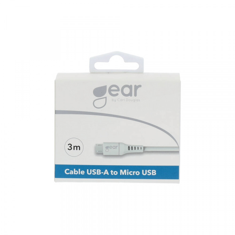 Gear Rundt ladekabel MicroUSB til USB-A 3m Hvid
