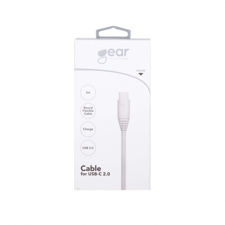 Gear Ladekabel USB-A-USB-C 2.0 3m Rundt Kabel Hvid