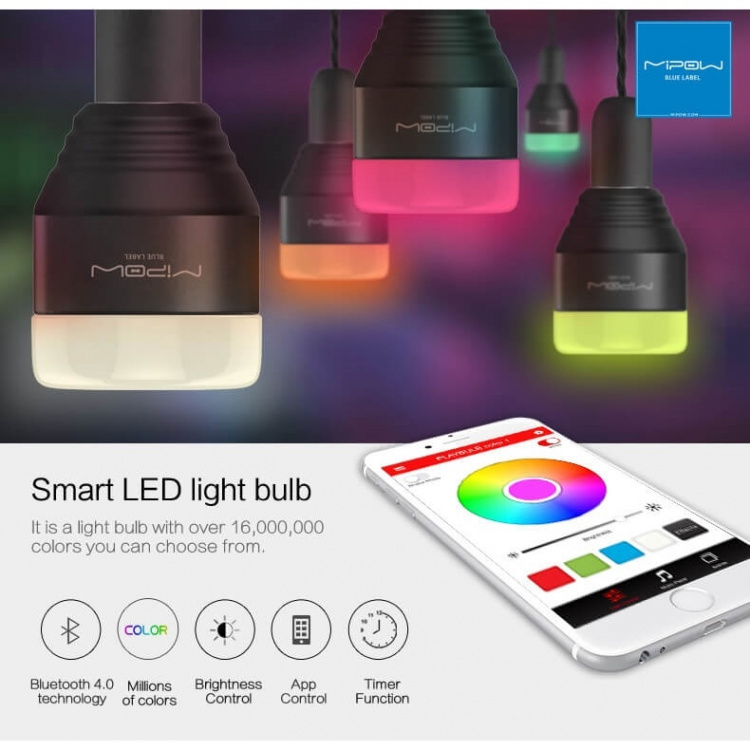 MiPow Playbulb Smart Hvid RGB BT 280lumen 5W E27 MiPow Playbulb Smart Hvid RGB BT 280lumen 5W E27
