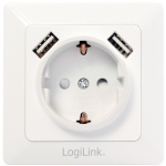 LogiLink Vägguttag 230V med 2xUSB 2,1A