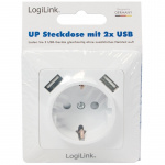 LogiLink Vägguttag 230V med 2xUSB 2,1A
