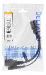 DELTACO Y-Splitter power cord C14 to C13+C7, 0,2m, black