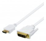 DELTACO HDMI to DVI cable, 2m, Full HD, white