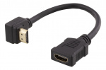 DELTACO Flexible HDMI adapter, 0,2m, up-angled, HDMI M/F, UHD, black
