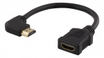 DELTACO Flexible HDMI adapter, 0,2m, right-angled, HDMI M/F, UHD, blac