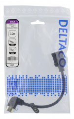 DELTACO Flexible HDMI adapter, 0,2m, right-angled, HDMI M/F, UHD, blac