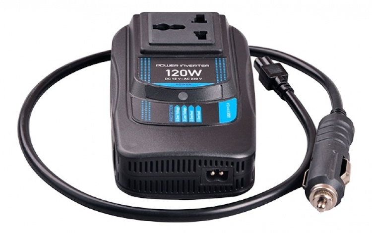 CAR120 Power Inverter, modificeret sinusbølge, 230V, 24V DC, USB 5V 2,1A,