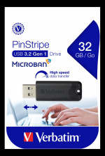Verbatim PinStripe USB Flash drive, 32GB, USB 3.0, retractable connect