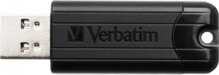 Verbatim PinStripe 256GB USB Drive, USB 3.0, retractable design, black