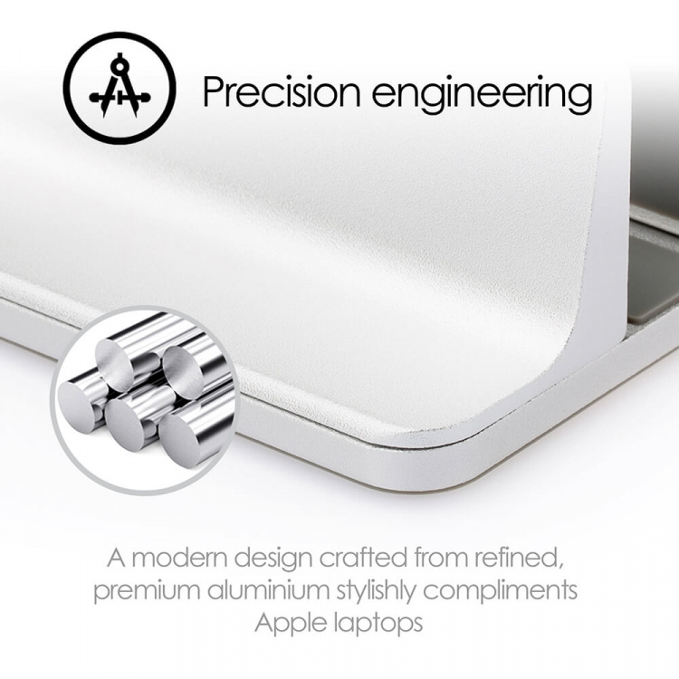 Desire2 Bordstander Mac/Ultrabooks Justerbar Aluminiun Sølv