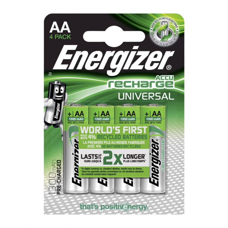 Energizer Batteri Genopladelig AA/LR6 Ni-Mh 1300mAh 4-pak