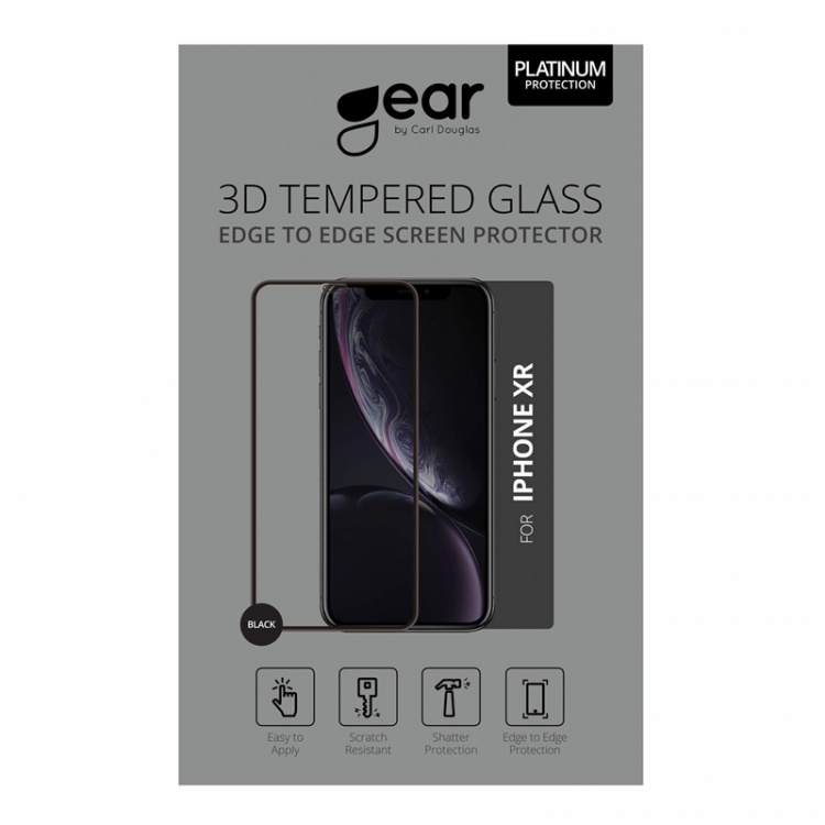 Gear Skærmbeskyttelse Hærdet Glas 3D Platinum Curved Black Frame - iPhone XR/11