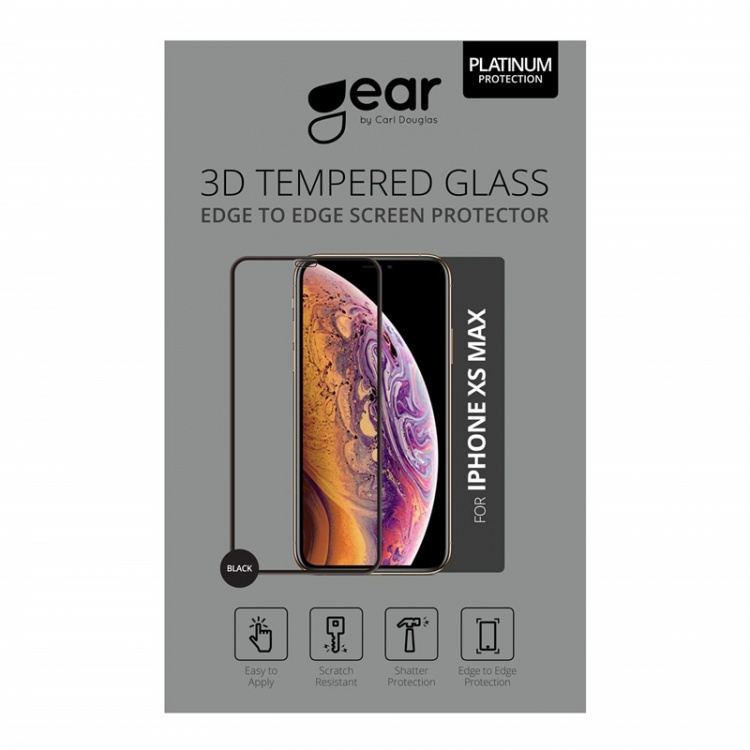 Gear Hærdet Glas 3D Gummed Full Cover Sort iPhone Xs Max/11 Pro Max Incl. Monteringsramme