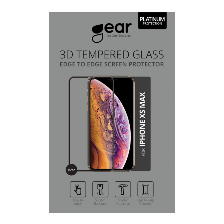 Gear Hærdet Glas 3D Gummed Full Cover Sort iPhone Xs Max/11 Pro Max Incl. Monteringsramme