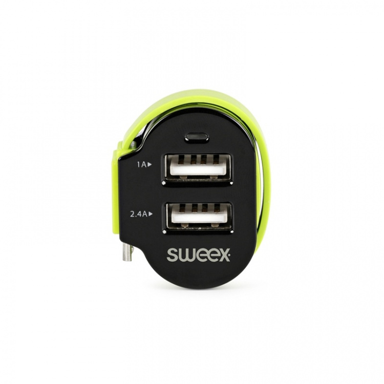 Sweex Biloplader 3-Udgange 6 A 2 x USB / Micro USB Sort/Grøn