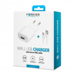 Forever USB-vægoplader TC-01 (2 A) hvid + mikro-USB-kabel Forever USB-vægoplader TC-01 (2 A) hvid + mikro-USB-kabel