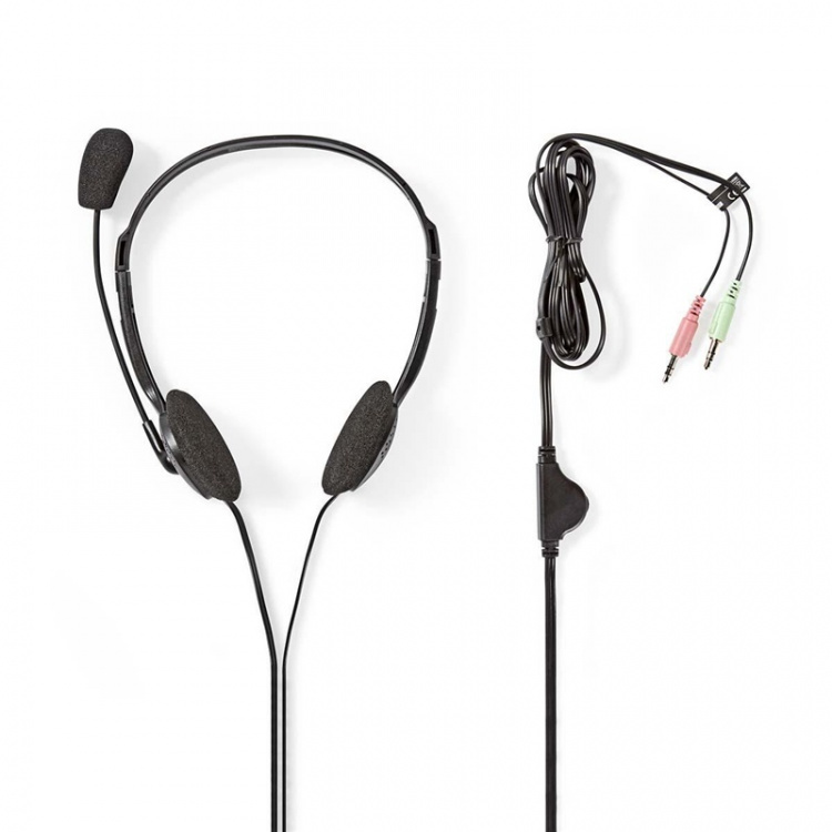 Nedis PC-headset | On-Ear | Stereo | 2x 3.5 mm | Fold-Away Mikrofon | Sort