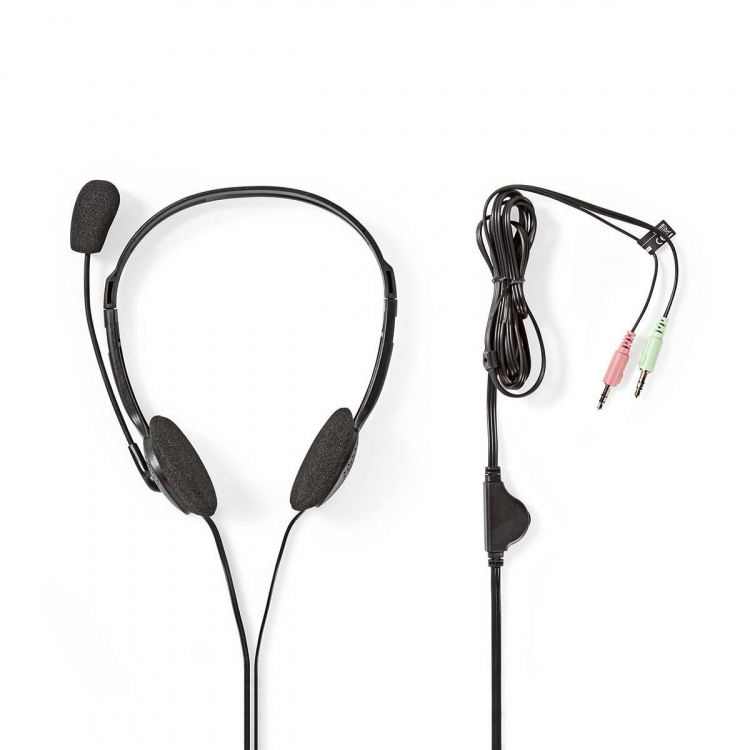 Nedis PC-headset | On-Ear | Stereo | 2x 3.5 mm | Fold-Away Mikrofon | Sort