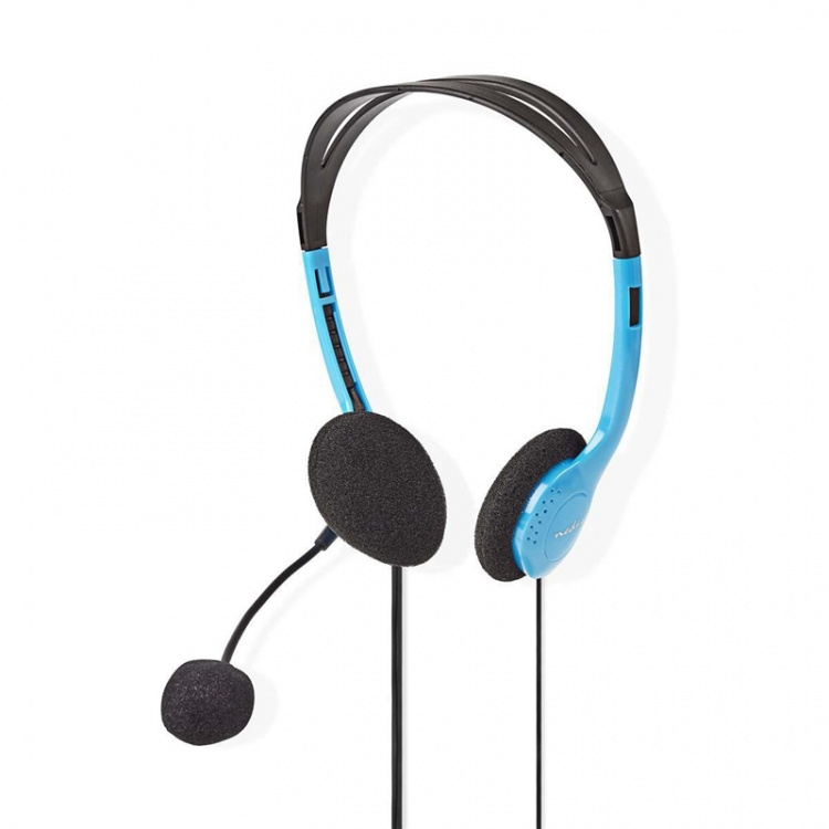 Nedis PC-headset | On-Ear | Stereo | 2x 3.5 mm | Fold-Away Mikrofon | Blå