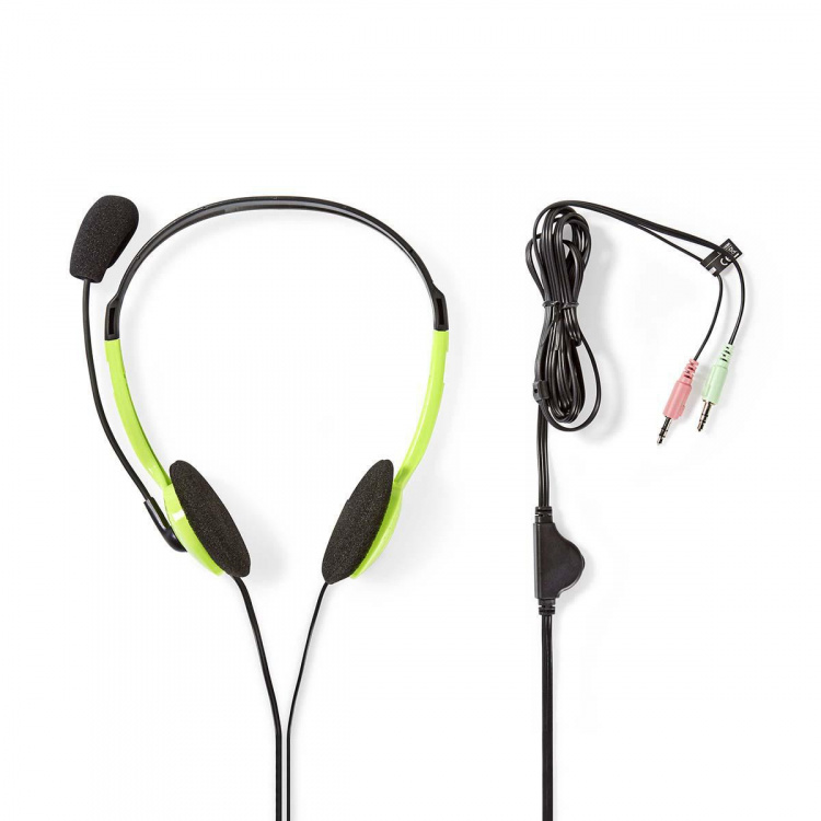 Nedis PC-headset | On-Ear | Stereo | 2x 3.5 mm | Fold-Away Mikrofon | Grøn