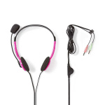 Nedis PC-headset | On-Ear | Stereo | 2x 3.5 mm | Fold-Away Mikrofon | Pink