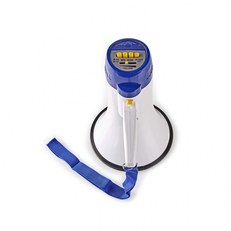 Nedis Megafon | Maksimum rækkevidde: 250 m | Maksimal volumenkontrol: 115 dB | Indbygget mikrofon | Indbygget sirene | Optagefunktion | Blå / Hvid