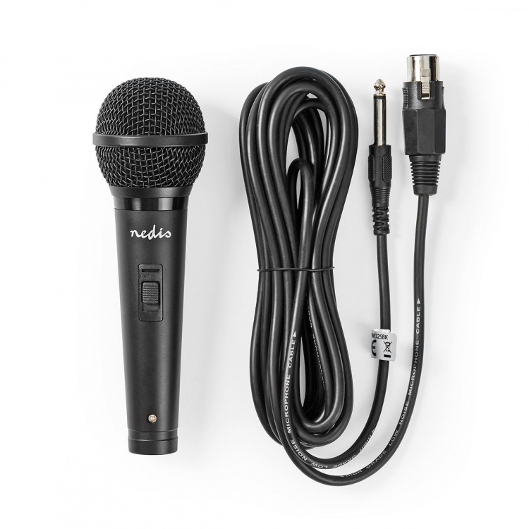 Nedis Mikrofon | Cardioid | Aftageligt kabel | 5.00 m | 80 Hz - 13 kHz | 600 Ohm | -72 dB | Indbygget on/off-knap (tænd/sluk) | Rejsetaske inkluderet | ABS / Aluminium | Sort