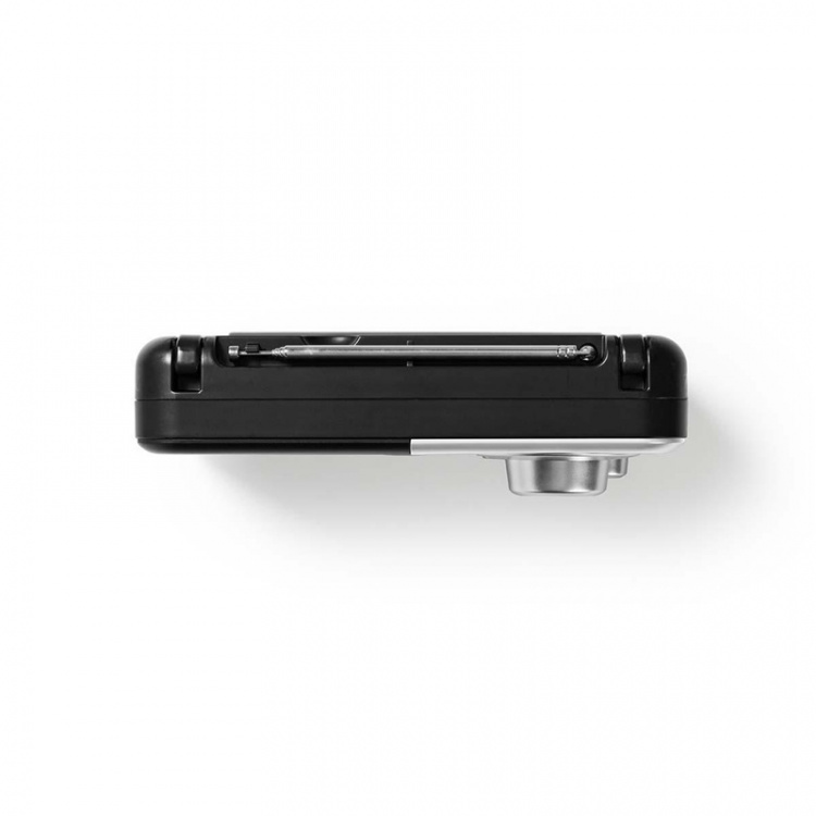 Nedis FM-radio | Bærbart design | FM | Batteri / Strømforsyning | Analog | 2.4 W | Sort hvid skærm | Hovedtelefonudgang | Bærehåndtag | Hvid / Sort