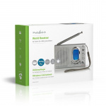 Nedis Verdensmodtager Radio | Bærbart design | AM / FM / SW | Batteri / Strømforsyning | Digital | 1.5 W | Hovedtelefonudgang | Vækkeur | Sleep timer | Grå