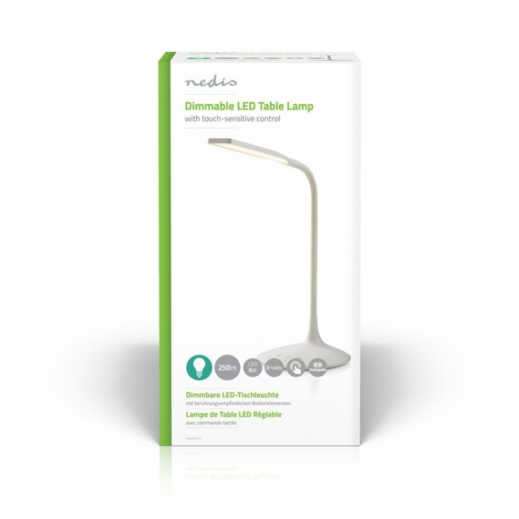 Nedis LED Bordlampe | Dæmpbar | 250 lm | Opladningsbar | Lygte funktion | Hvid