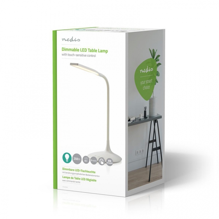 Nedis LED Bordlampe | Dæmpbar | 250 lm | Opladningsbar | Lygte funktion | Hvid