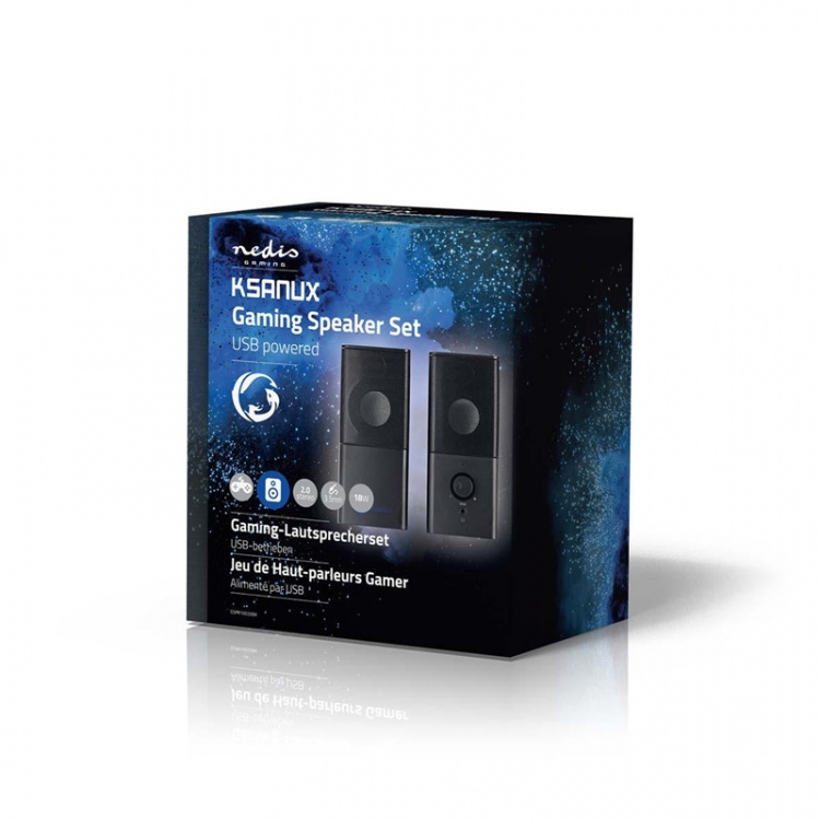 Nedis Gaming Højttaler | Højttalerkanaler: 2.0 | USB Drevet | 3.5 mm Hanstik | 18 W | Uden Belysning | Volumenkontrol | Audio / video / dataforbindelser output: 1x 3.5 mm Audio Out