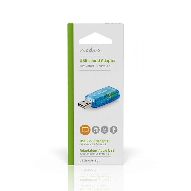 Nedis Lyd kort | 5.1 | USB 2.0 | Mikrofonforbindelse: 1x 3.5 mm | Headset forbindelse: 3.5 mm Male