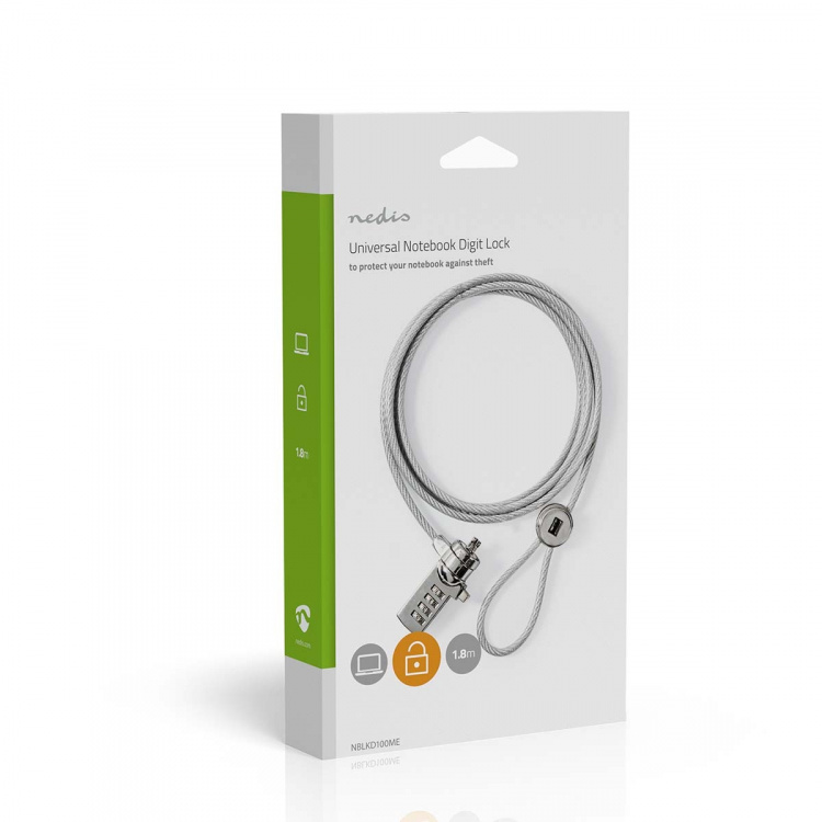 Nedis Notebook Lås | Type af lås: Ciffer | 1.80 m | Zinc Alloy