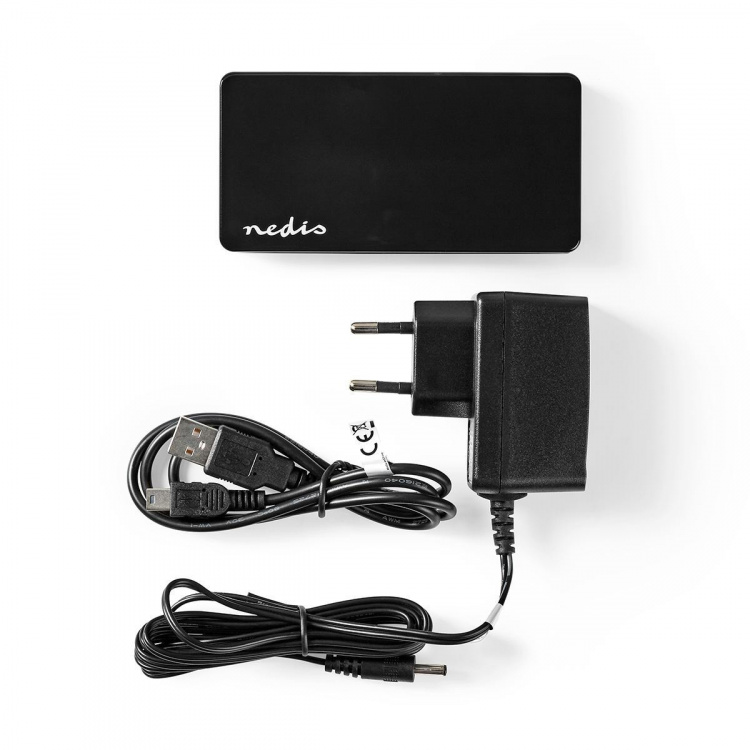 Nedis USB-hub | USB-A Male | USB-A Female | 7-Port port(s) | USB 2.0 | Strømforsyning / USB Drevet | 7x USB