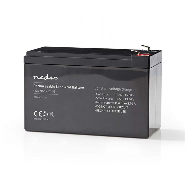 Nedis Genopladeligt blybatteri | Bly-syre | Opladningsbar | 12 V | 9000 mAh